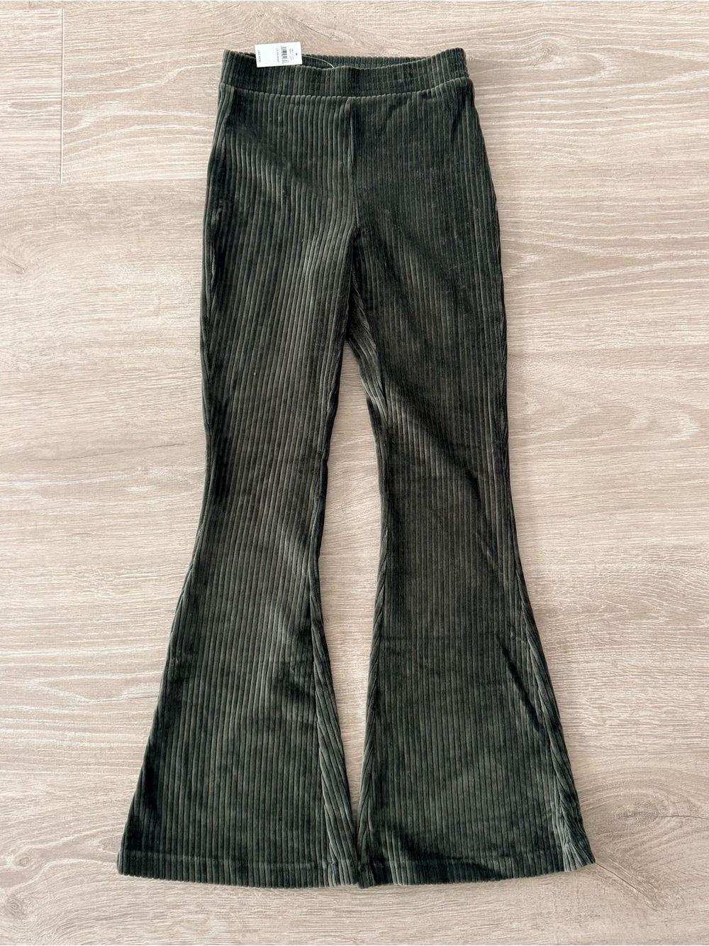 aerie Olive Green Ribbed Boot Cut Velvet Pants